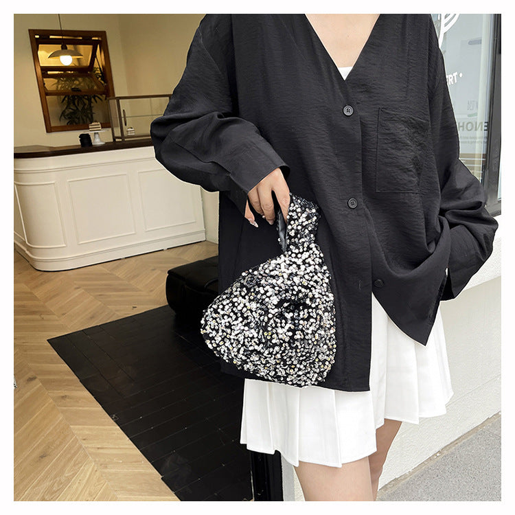 Fashion New Trendy Bag Niche Design Sequin Underarm Bag Trendy Niche Style High-End Single Shoulder Handbag