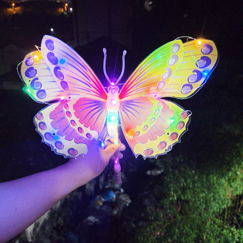 New Butterfly Night Market Stall Wholesale Children's Internet Celebrity3D Butterfly Colorful Glowing Toy Fairy Essential Wholesale