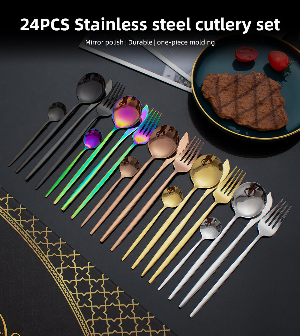 24 pcs stainless steel knife fork and spoon set cutlery set