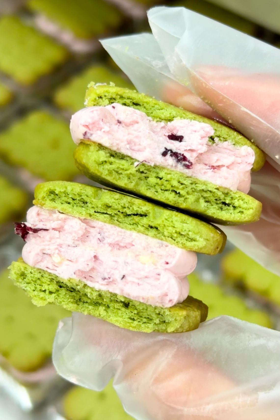 Frozen Chewy Butter Sandwich Cookies Matcha Chocolate Multi-flavor Ice Cream Texture Cake Snacks Factory