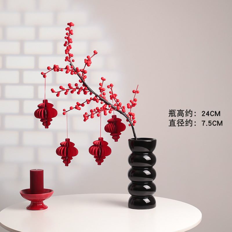 Wholesale Housewarming Gift Winter Green Red Fruit Artificial Flower Bouquet Decoration Ornament New Home Move-in Joy One Piece Dropshipping