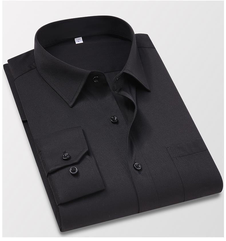Men's Non-Iron Shirt Plus Size Breathable Business Casual Korean Style Slim Fit Shirt Professional Wear White Long Sleeve Shirt