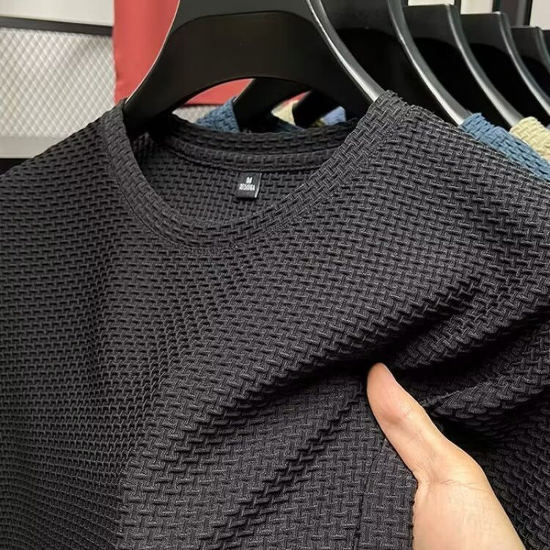 Summer New Stretch Bamboo Mesh Ice Silk t Men's Short Sleeve Round Neck Half Sleeve Base Shirt Summer Men T T shirt