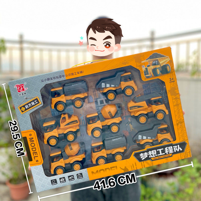 Durable Children's Toy Car Pull-Back Car Simulation Excavator Engineering Vehicle Fire Truck Airplane Model Boy's Gift