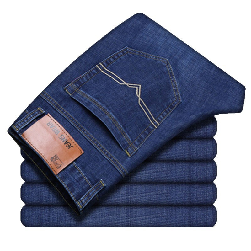 2025Spring Summer Thin Jeans Men Factory Wholesale Straight Mid-Waist Casual Pants Dirt-Resistant Work Versatile Long Pants