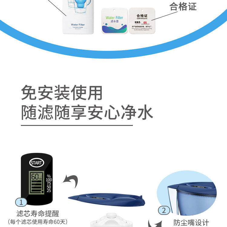 Factory direct sales Water Purifier Bottle Kitchen Household Water Purifier Activated Carbon Water Filter Pitcher Water Filter Dropshipping