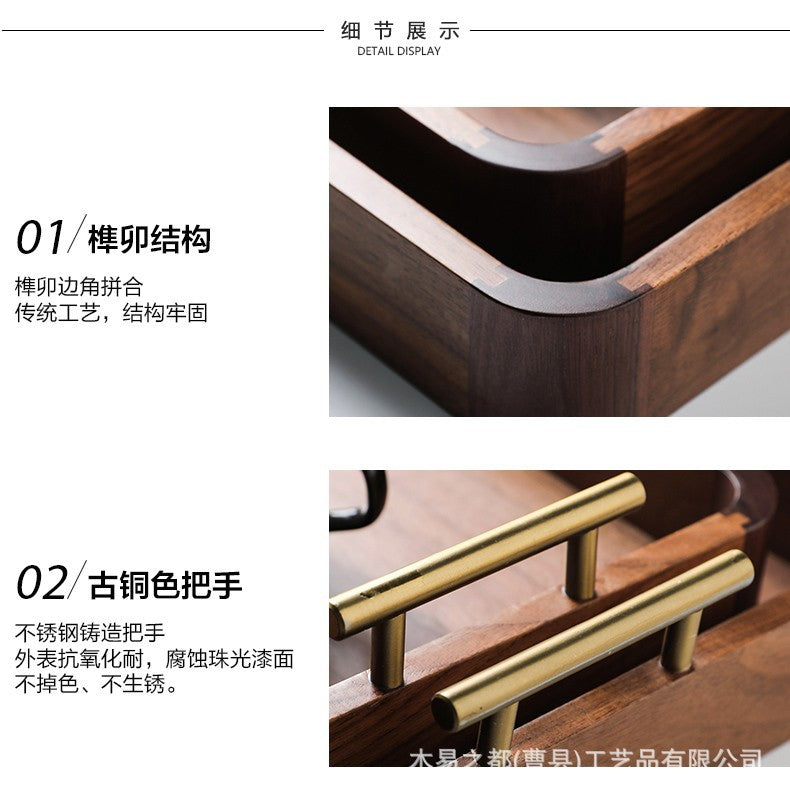 Black Walnut Tea Cup Tray Wooden Tray Household Wooden Tea Cup Tray Wooden Cutlery Plate Bread Plate Hotel