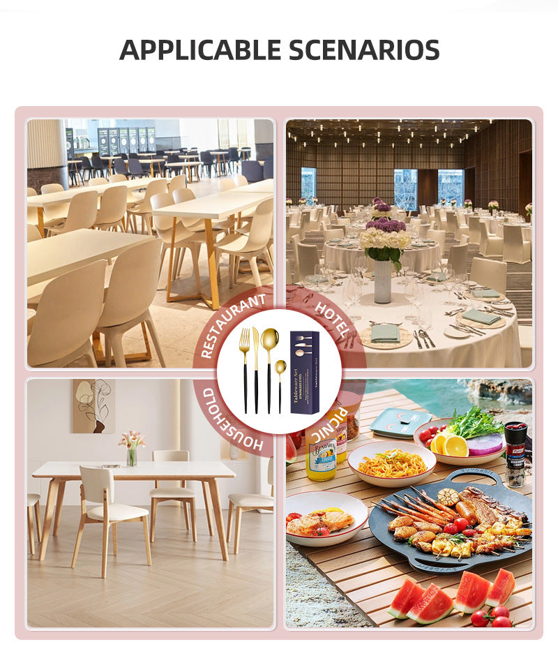 spoon Jieyang Manufacturer Wholesale Cross-Border Stainless Steel Tableware Set24Set Household Cutlery and Utensils