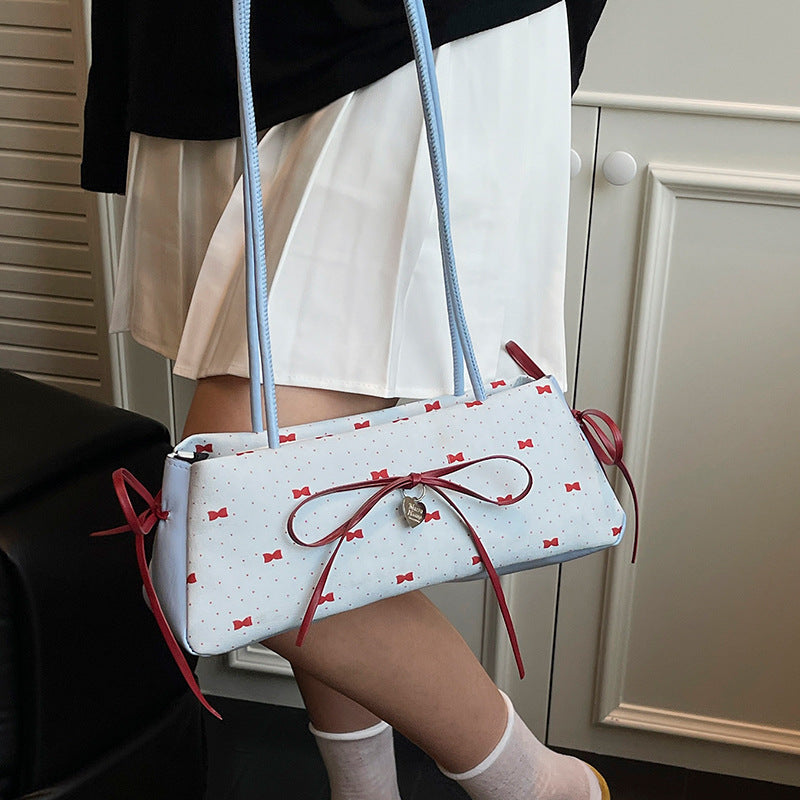 Korean Style High-Value Bowknot Bag for Women2025Summer New Single Shoulder Underarm Bag Fashion Polka Dot Handheld Small Bag for Women
