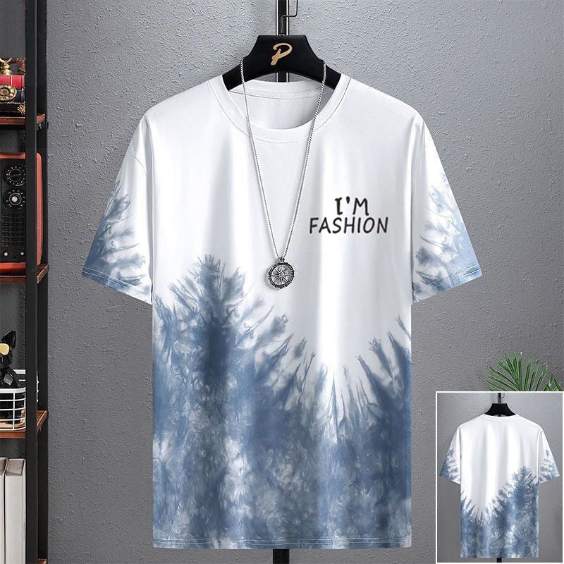Ice silk short sleeve t Men's Summer T-shirt2025New Trendy Student Youth Half-Sleeve Men's Ice-Sense Ink-Splash T-Shirt