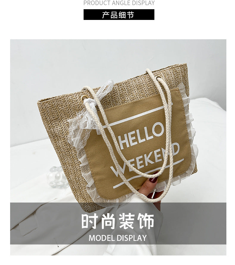 2025Large Capacity Elegant Korean Style Bag for Women Linen Canvas Bag Fashionable Eco-friendly Shopping Bag Single Shoulder Casual Handbag