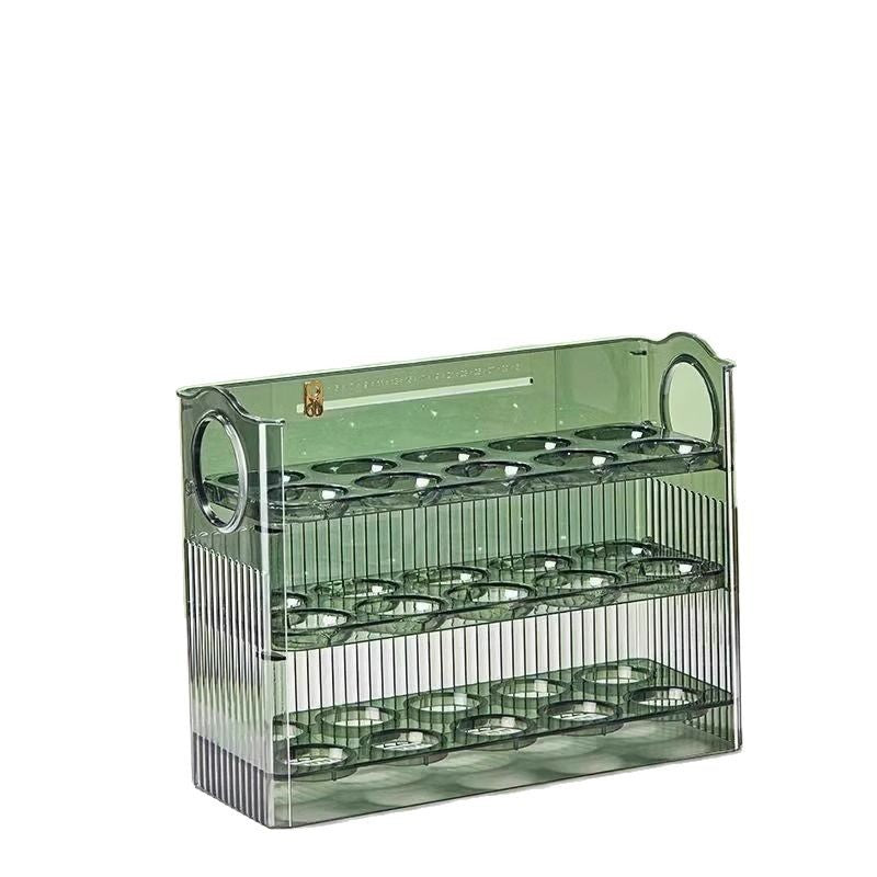 New Automatic Flip Egg Box Household Refrigerator Side Door Organizer Egg Storage Special Kitchen Fresh-keeping Pack