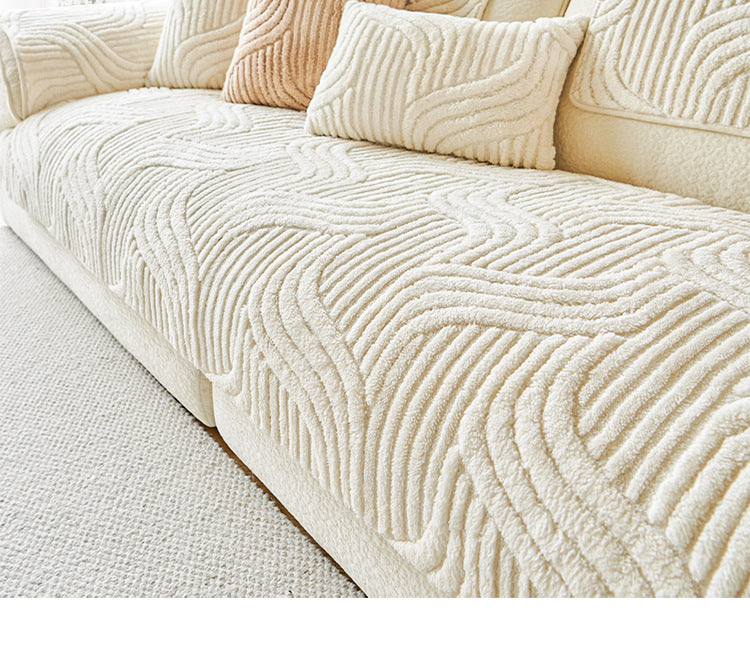 cream-style autumn and winter plush sofa Non-Slip Sofa Cover