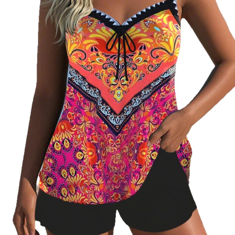 Shorts Sleeveless Printed Suit Beach Swimsuit