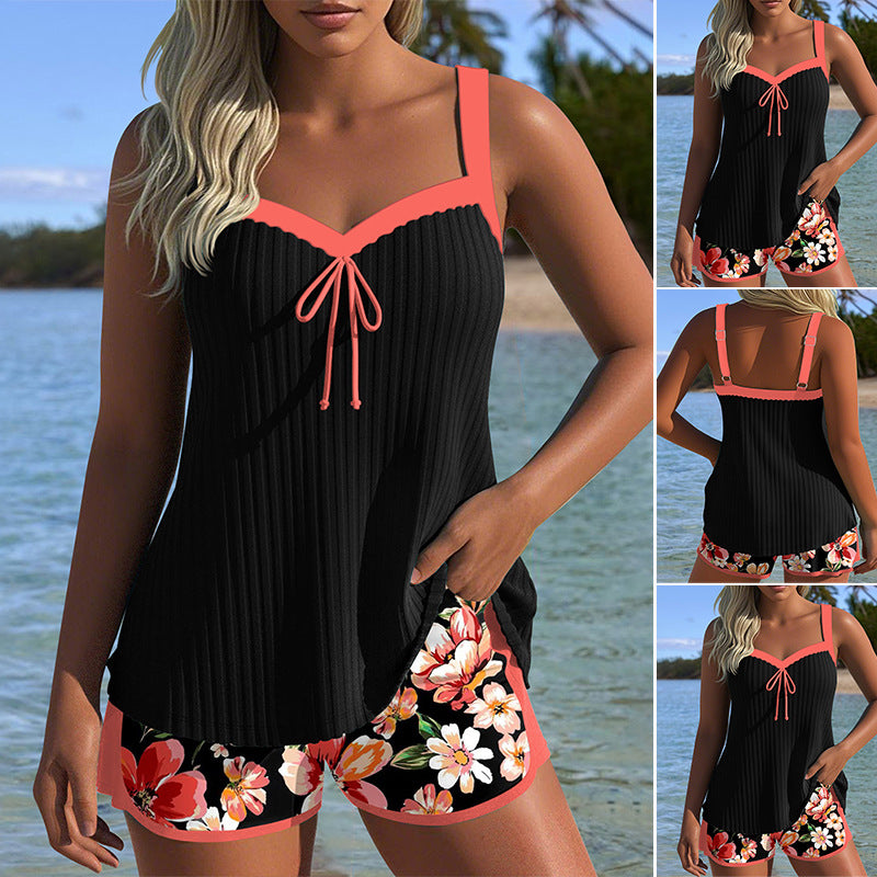 Shorts Sleeveless Printed Suit Beach Swimsuit