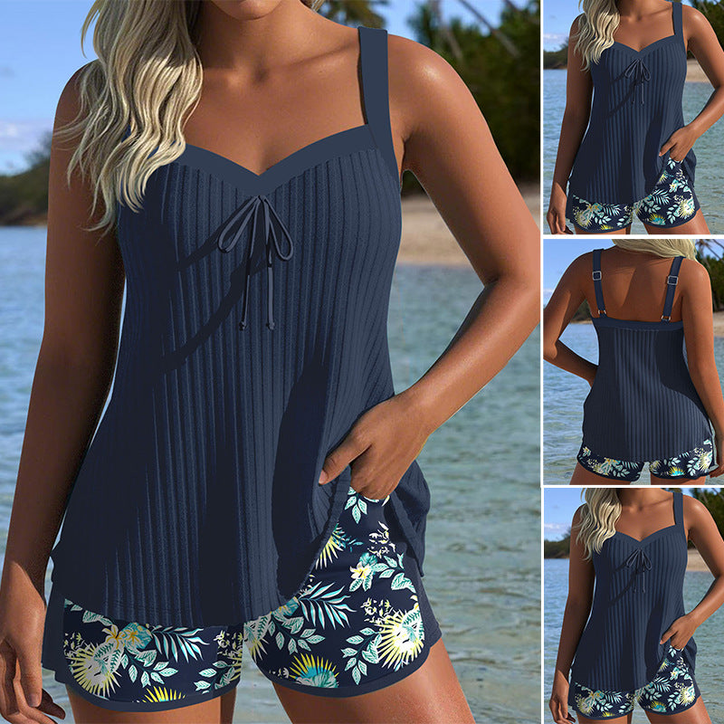 Shorts Sleeveless Printed Suit Beach Swimsuit