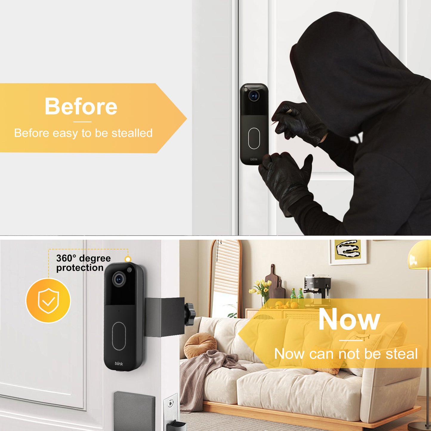 Amazon Cross-Border New Product Private Model Blink Doorbell Stand No-Drill Anti-Theft Fixed Door Clip with Plastic Backing Plate