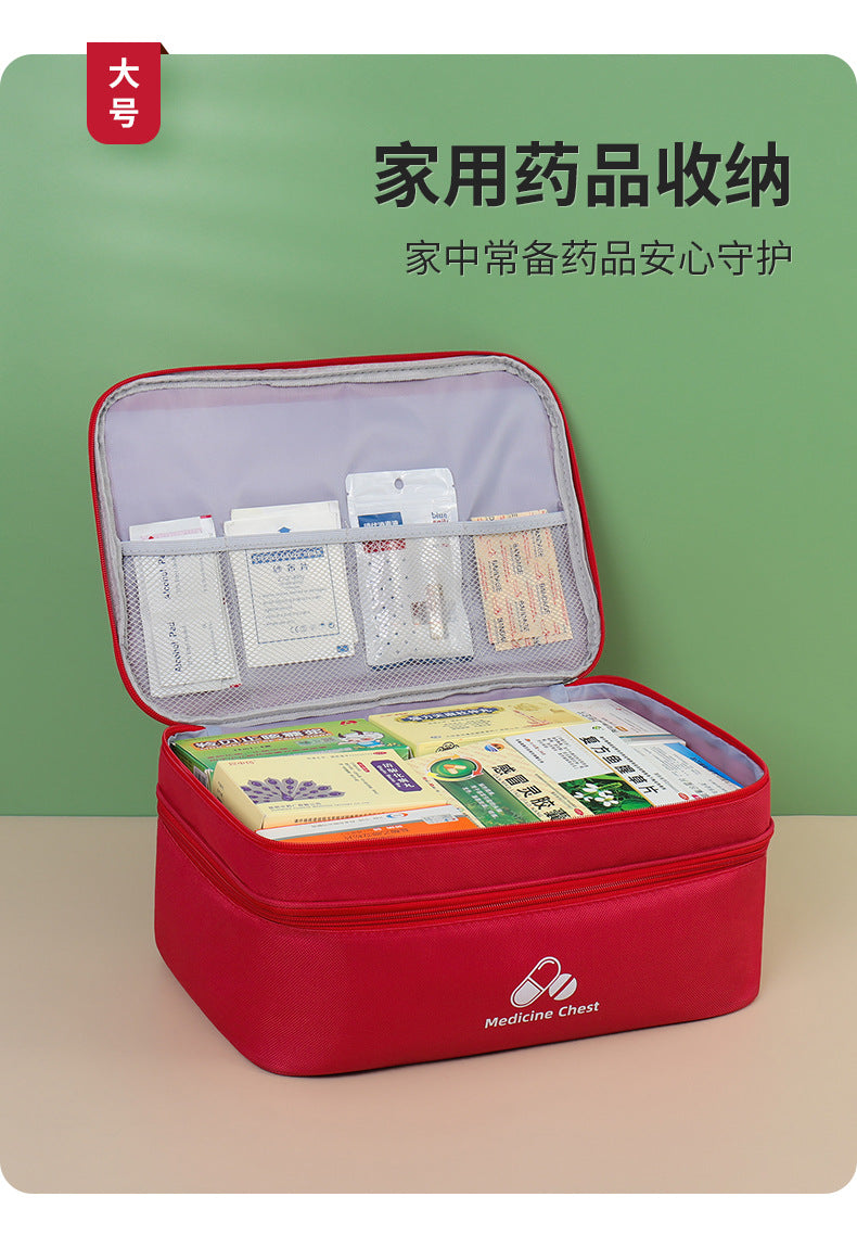 Outdoor First Aid Kit Large Capacity Household Medicine Box Double Layer Classification Storage Medicine Organizer Travel Portable Medicine Bag