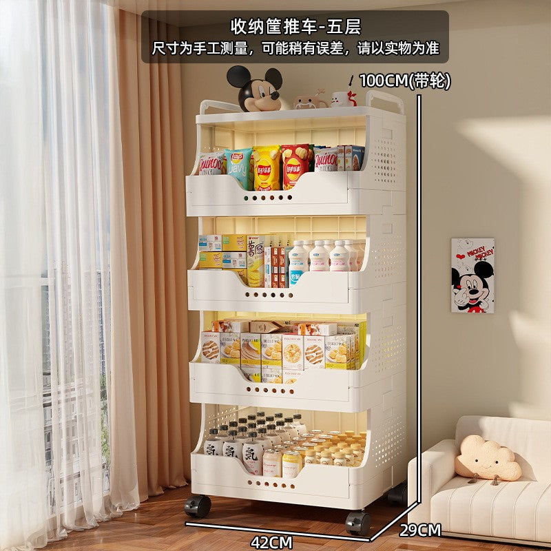 Thickened Floor-standing Small Cart Snack Storage Rack Multi-layer Organizer Living Room Bedroom Large Capacity Storage Organizer Mobile