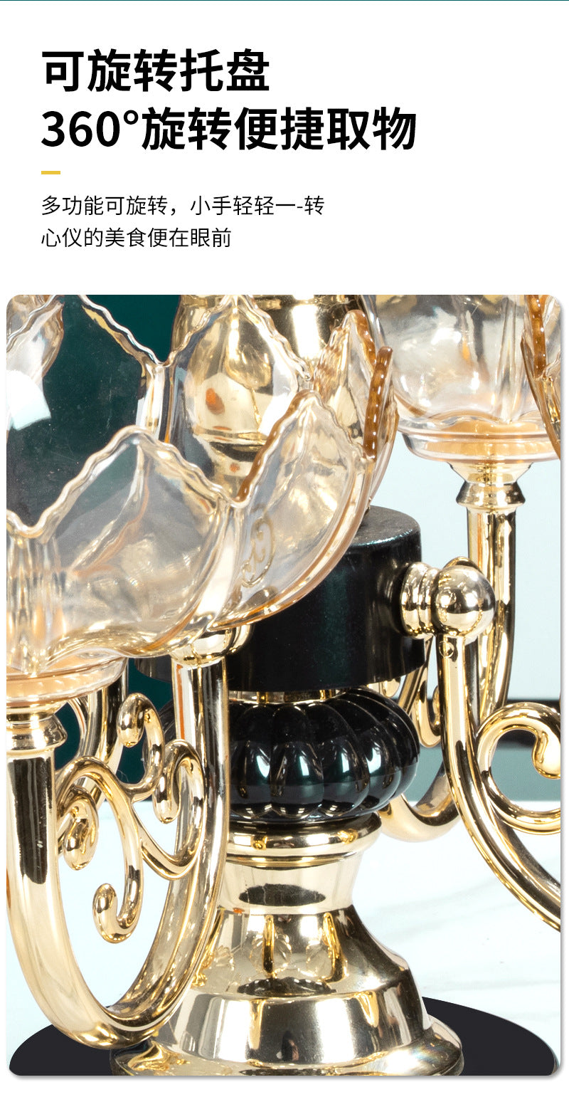Fruit Plate Household Multi-layer Rotating Fruit Plate Living Room Fruit Plate European-style Light Luxury Crystal Plate Anti-Fall
