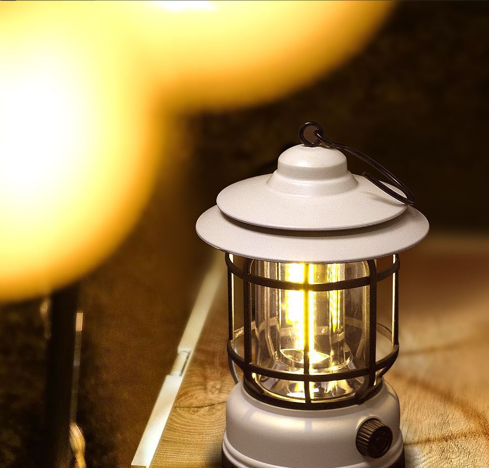 TikTok Hot-Selling Camping Light Atmosphere Light Flame Camping Light Tent Retro Lantern Outdoor Rechargeable Handheld Light Gift