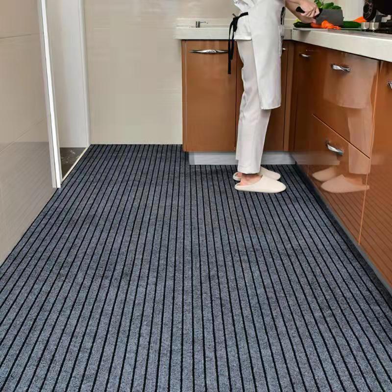 Cuttable Entrance Door Mat Home Kitchen Non-Slip Oil-Proof Washable Striped Non-Slip Water-Absorbent Carpet Floor Mat