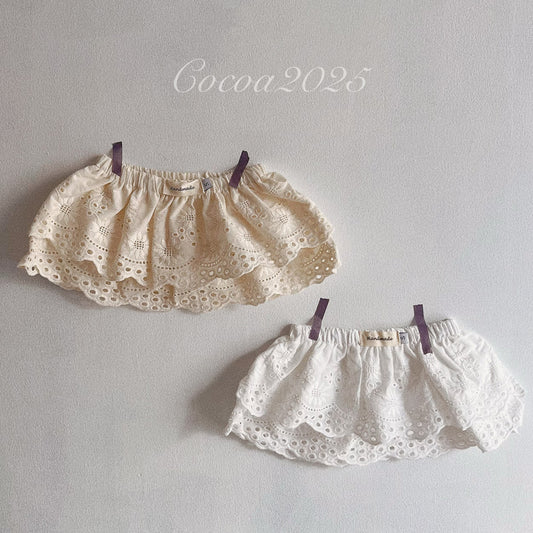 Korean Baby Layered Short Skirt with Lace Trim, Girls' Versatile Apron, French Retro Style, Stylish Ultra Short Cotton Skirt for Children