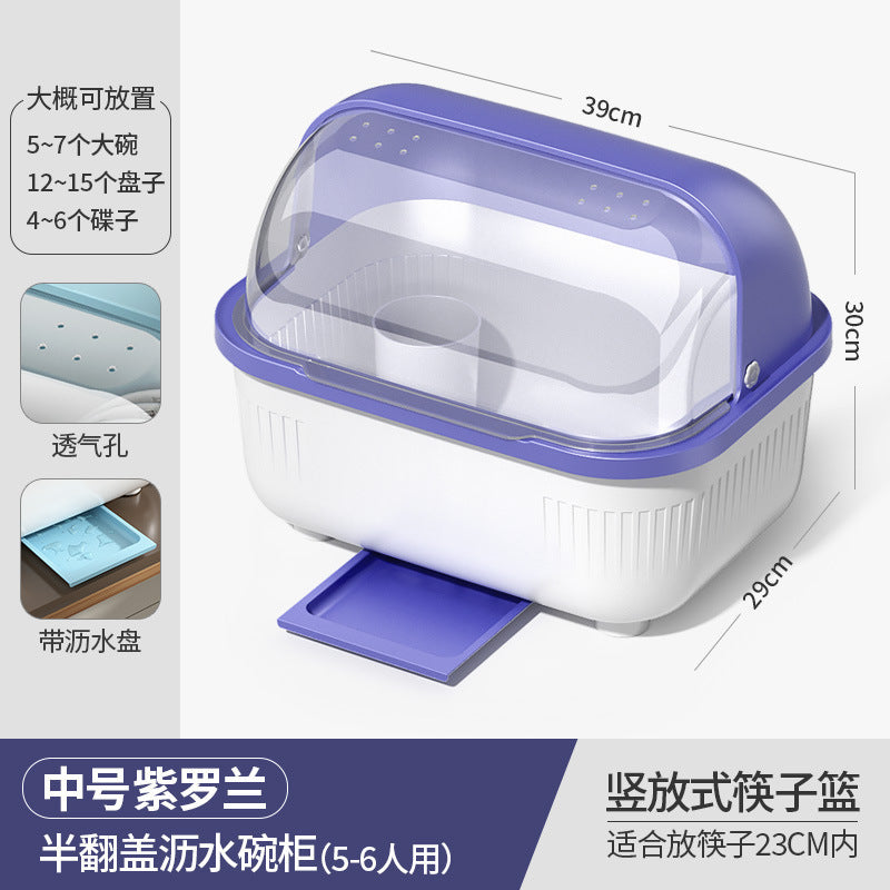 Bowl and Chopstick Storage Box with Lid, Draining Bowl Rack, Dish Plate Box, Baby Bottle, Tableware, Kitchen Household Bowl Cabinet