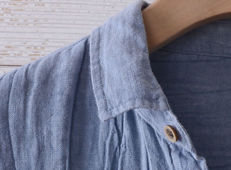 Japanese Retro Linen Short Sleeve Shirt Men's Summer Casual Thin Breathable Loose Half Sleeve Cotton Linen Shirt