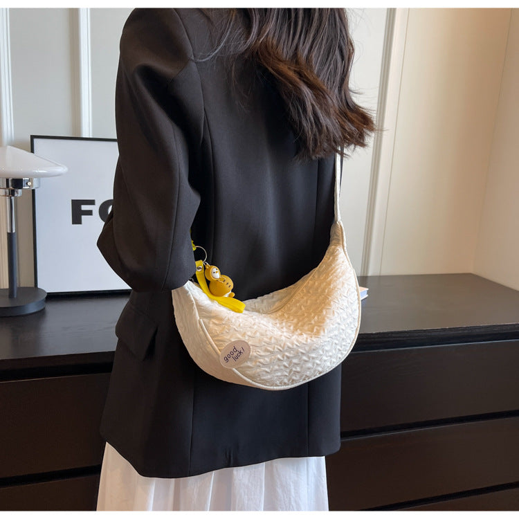 Cute and Versatile Niche Canvas Small Bag for Women2023New Women's Bag Korean Version Crossbody Bag Fashion Single Shoulder Dumpling Bag