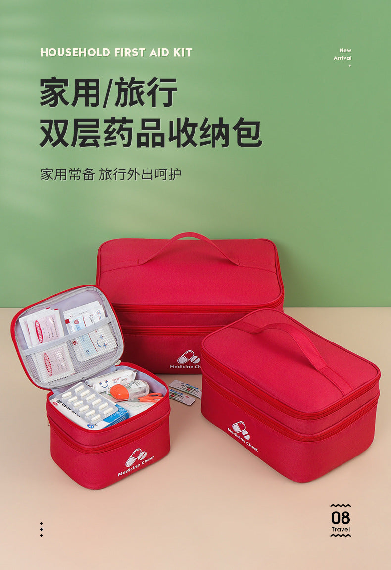 Outdoor First Aid Kit Large Capacity Household Medicine Box Double Layer Classification Storage Medicine Organizer Travel Portable Medicine Bag