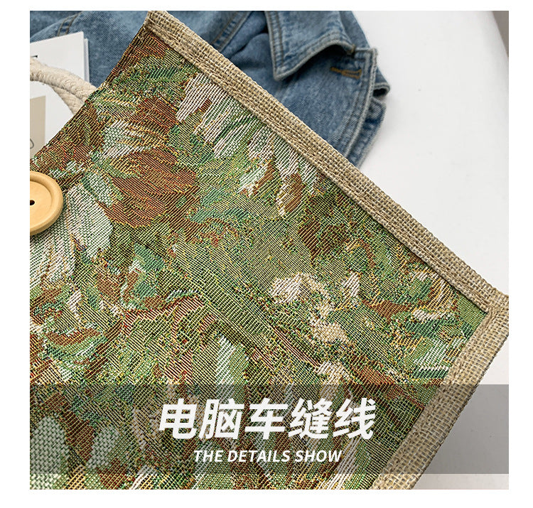 Student Korean Style Handbag Women Fashion Linen Lunch Bag New Japanese Style ins Canvas Tote Lunch Box Bag