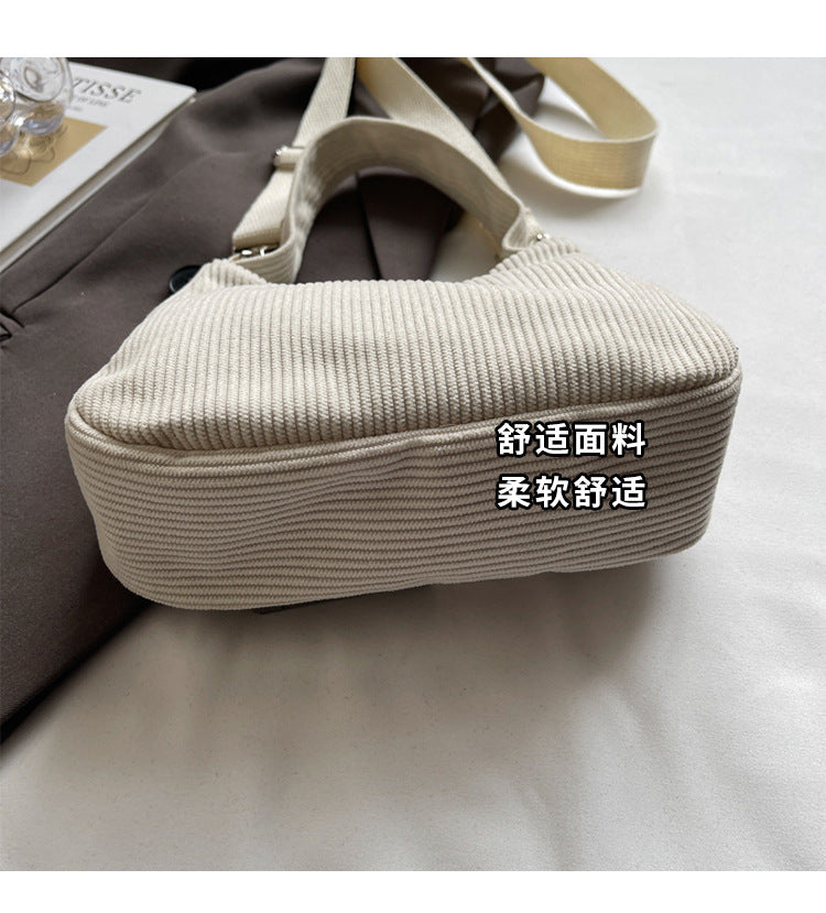 2024New Casual Large Capacity Women's Shoulder Bag Trendy Corduroy Versatile Crossbody Bag Trendy Bag Cross-Border Hot Item