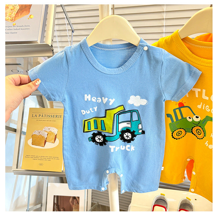 Pure Cotton Infant Jumpsuit Summer Pure Cotton Printed Korean Version Baby Romper Lightweight Breathable Unisex Baby Short Sleeve