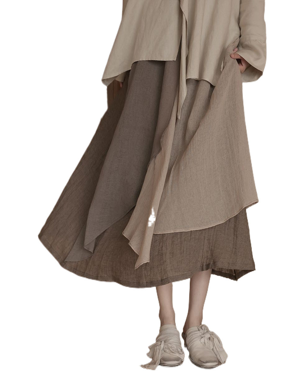 chic Minimalist Wave Long Irregular Patchwork Solid Color Midi Skirt Low Suit Quiet Style Salted Niche