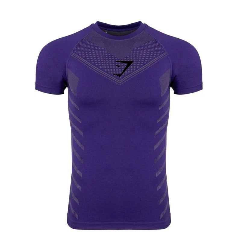 Foreign Trade Hot-Selling Cross-Border Men's Sports Running Fitness Quick-Dry Short Sleeve Tights3D 3D Printing GYMSHARK