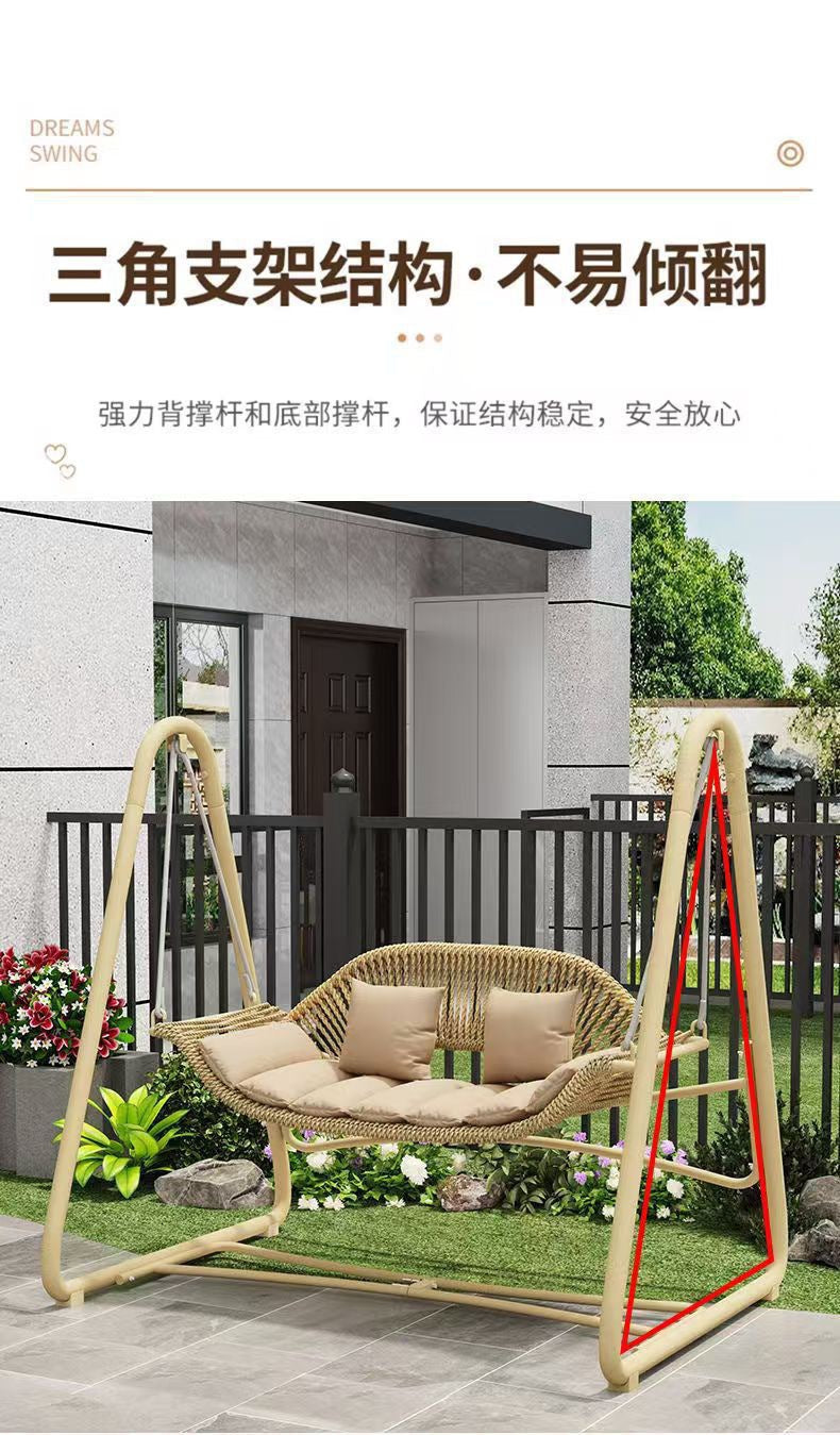 Outdoor Swing Courtyard Cradle Hanging Chair Villa Garden Balcony Terrace Leisure Lazy Internet Celebrity Double Swing Chair