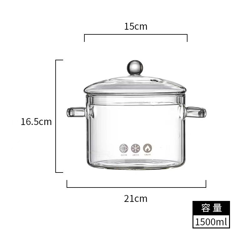 Transparent Black Handle Teapot for Tea Brewing, Glass Kettle for Boiling Water, Tea Brewing Pot for Electric Ceramic Stove, Charcoal Stove Tea Brewing Pot