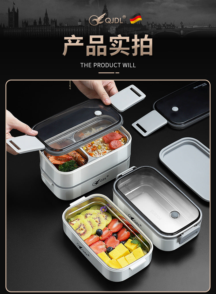 304Stainless Steel Sealed Insulated Lunch Box for Students and Office Workers, Microwave Safe, Double-Layer Lunch Container
