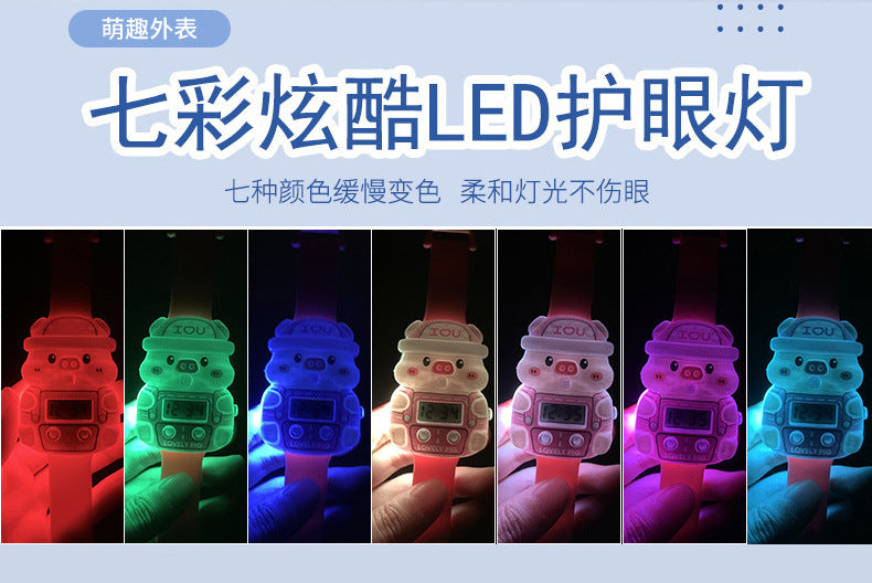 Music Watch Colorful Glowing Cute Cartoon Children's Electronic Watch Toy Elementary School Kindergarten Gift Wholesale