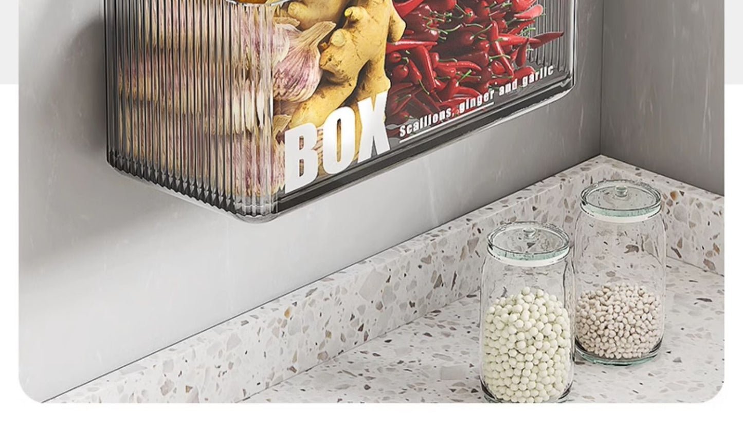 Younai Kitchen Onion Ginger Garlic Storage Box Wall-Mounted Vegetable Seasoning Storage Artifact Multi-Functional Shelf