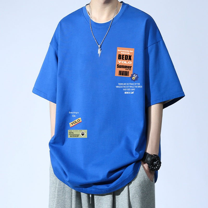 Summer Teenage Suit Boys Short Sleeve T T-shirt Short Sleeve New Style High School Student Trendy Casual Sports Two Pieces