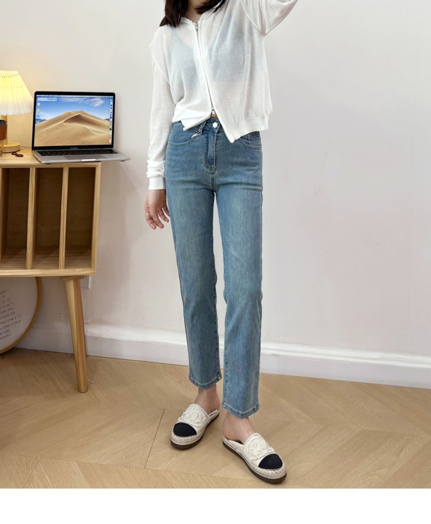 Thin and Soft Mask Pants!Summer Thin Jeans for Women Slimming Petite Nine-point Narrow Straight-leg Pants