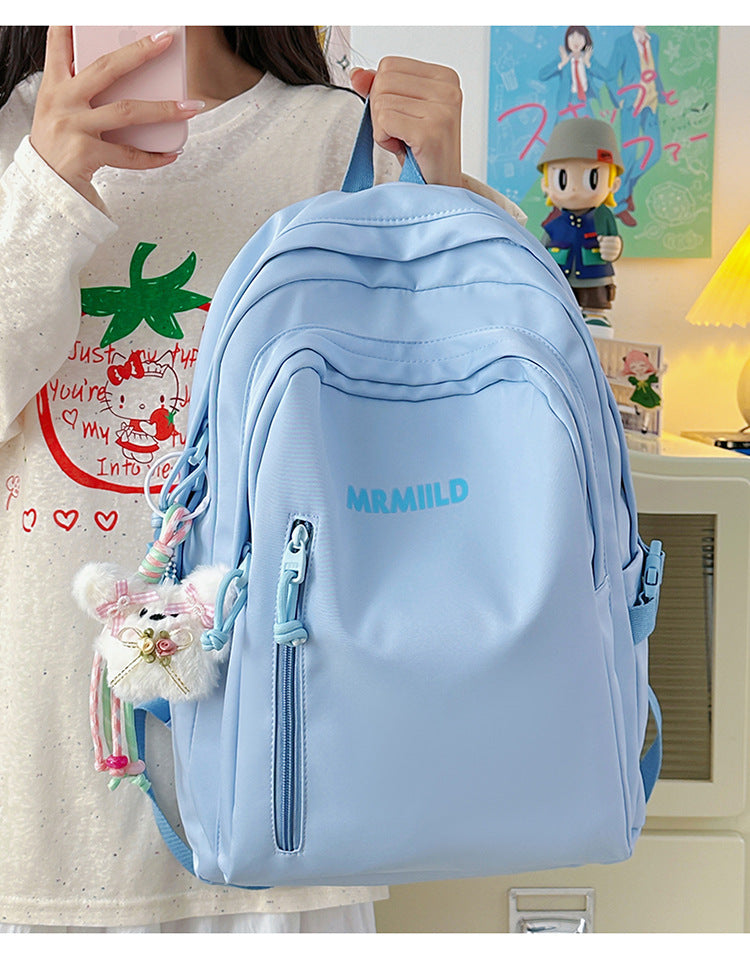Large Capacity Backpack Women's New Fashion Simple School Bag Harajuku style solid color travel backpack for middle and high school students http://detail.1688.com/offer/967608488585.html
