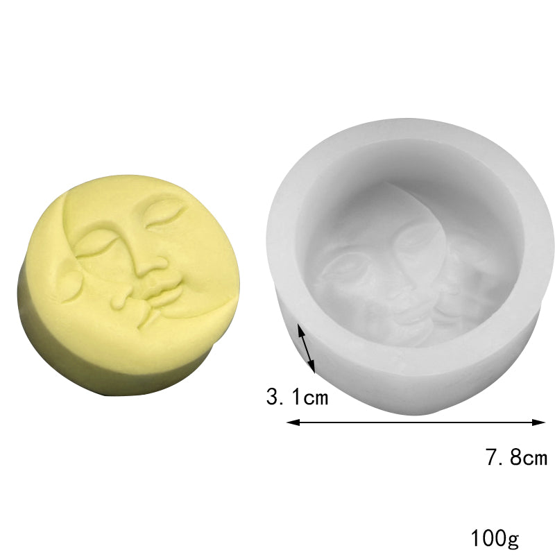 Artistic Abstract Human Face Scented Candle Silicone Mold DIY Moon Sun Face Portrait Plaster Handmade Soap Candle Mold