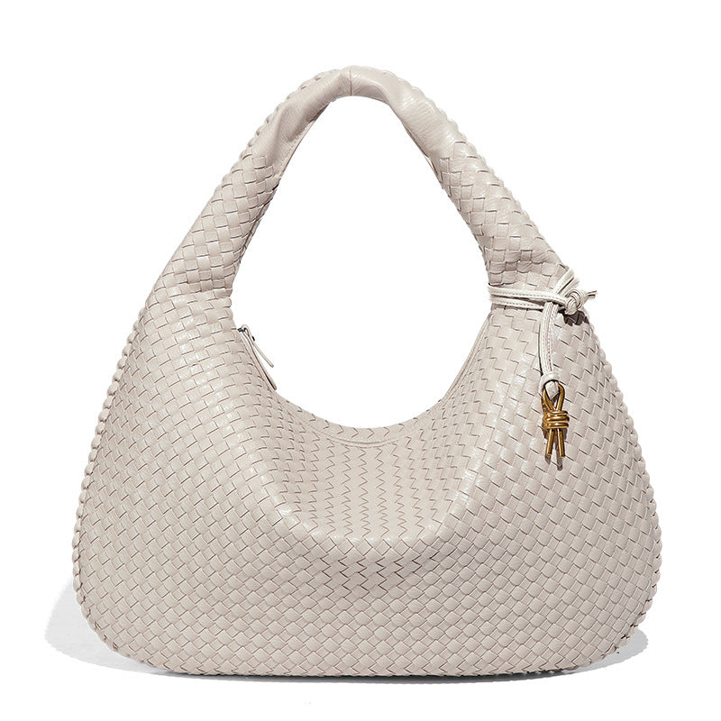 2025New Crescent Moon Women's Bag Fully Handwoven Handheld Dumpling Bag Fashionable Versatile European and American Style Single Shoulder Underarm Bag