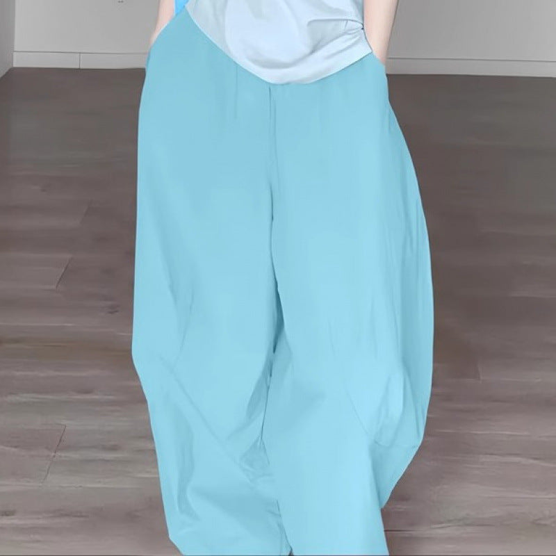 Summer Dopamine Full Set Shirt Wide-Leg Pants Two-Piece Set Lazy Style Fashion Casual Thin Suit for Petite Women