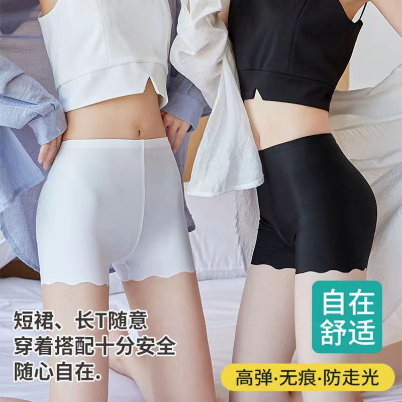 Safety Shorts Ice Silk Women Seamless Underwear Summer New Lace Anti-Exposure Thin Wave Three-Quarter Leggings Wholesale