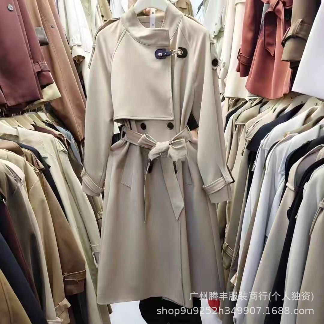 Women's Korean Style Trench Coat2024New Spring and Autumn British Style Mid-Length Petite Trendy Khaki Coat