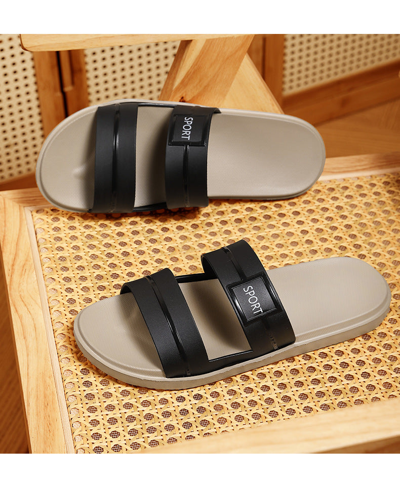 Men's New Summer Thick-Soled Slippers One-Word Outdoor Casual Comfortable Fashion Non-Slip Wear-Resistant Beach Shoes Soft